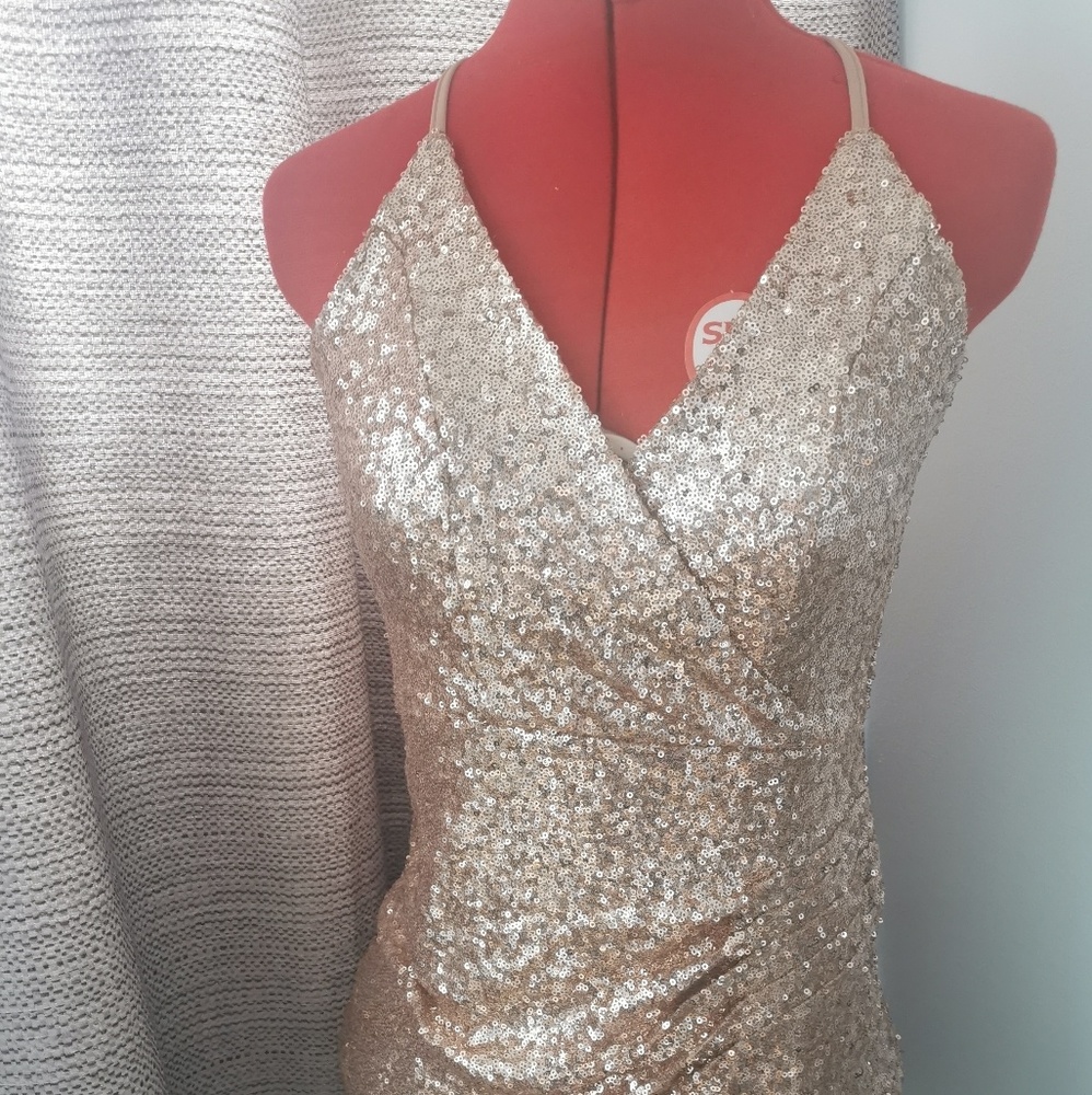 Rose gold sequin dress